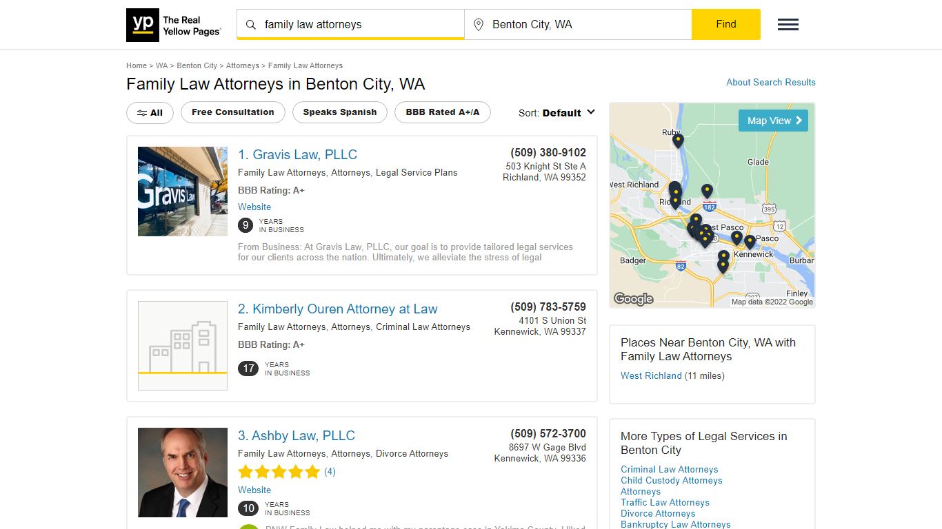 Family Law Attorneys in Benton City, WA - Yellow Pages